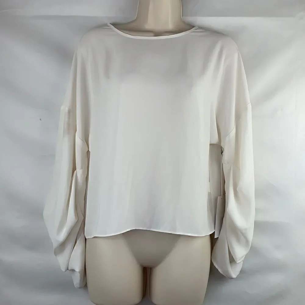 Amanda Uprichard NY ivory popover blouse size small NWT